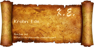 Krohn Ede névjegykártya